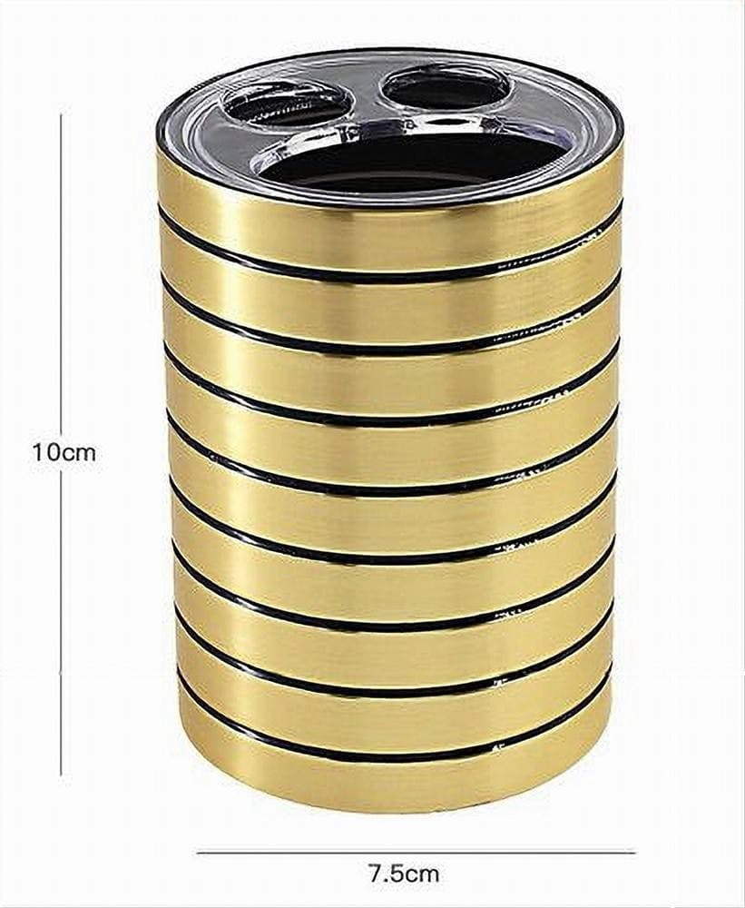 PORTA SPAZZOLINI BICCHIERE A 3 FORI ORO A RIGHE STILE MODERNO ARREDO BAGNO 10385 - 3