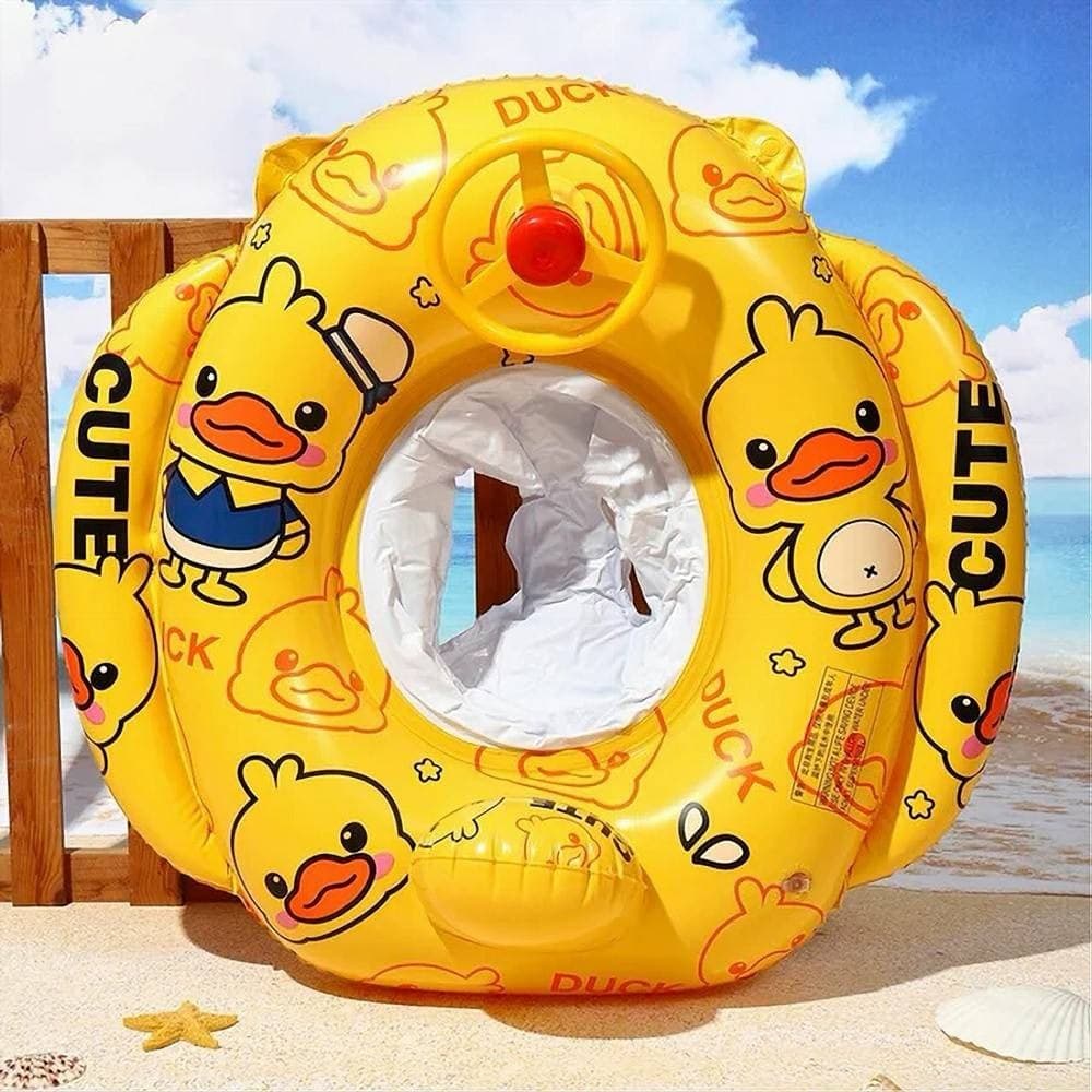 SALVAGENTE GONFIABILE MUTANDINA BAMBINI FORMA MACCHINA ANATRA DUCK 58X52CM MARE - 3