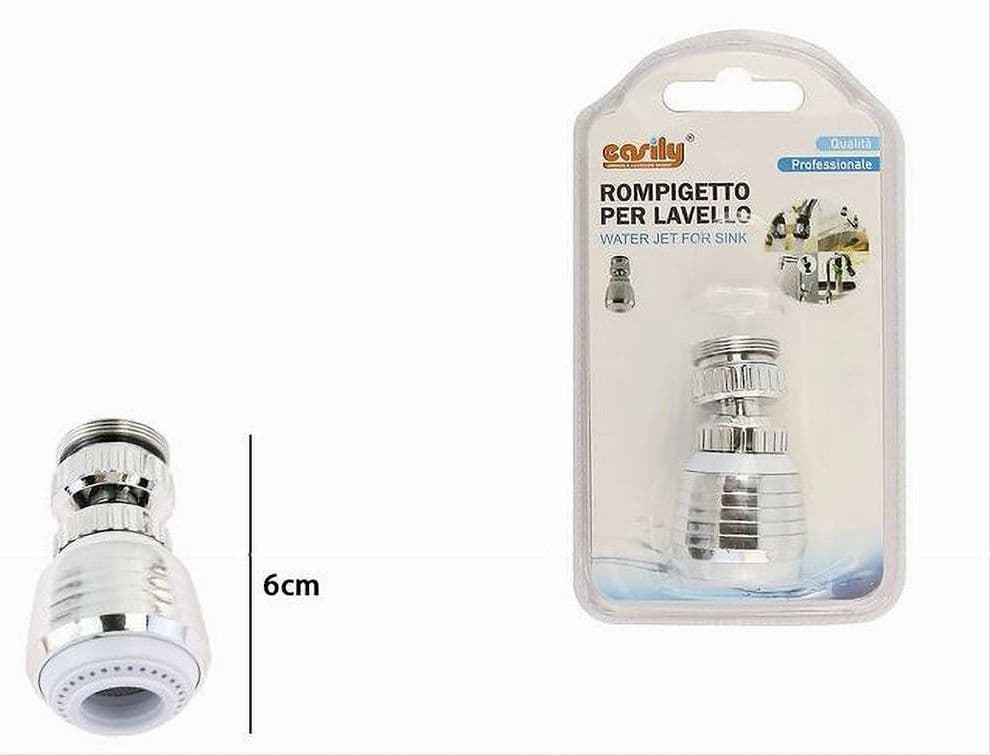 AERATORE ROMPIGETTO PER RUBINETTO LAVELLO CUCINA CROMATO BIANCO SNODATO 6CM 87161 - 2