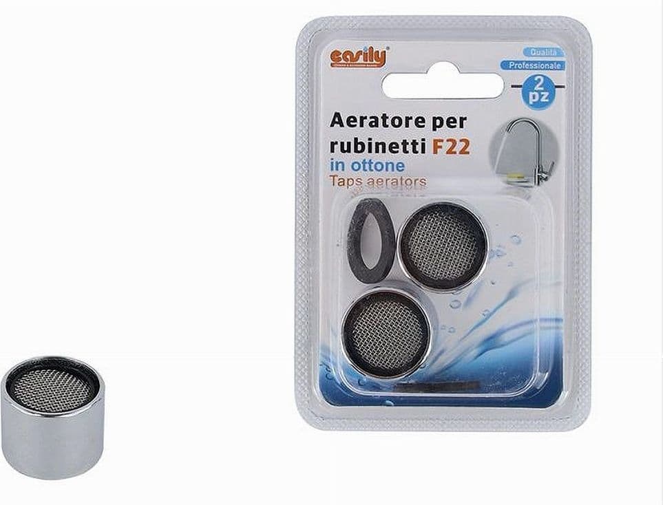SET 2PZ AERATORE PER RUBINETTO F22 IN OTTONE ROMPIGETTO FILTRO BAGNO CUCINA 87995 - 2
