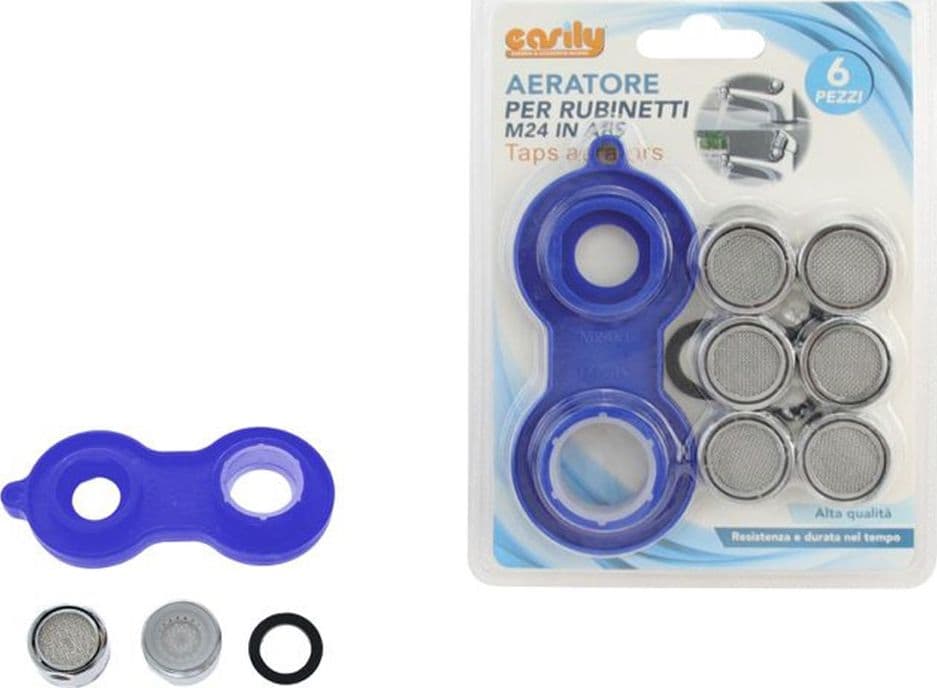 SET 6PZ AERATORE RUBINETTO M24 IN ABS FILTRO BAGNO CUCINA CHIAVE ROMPIGETTO 87988 - 4