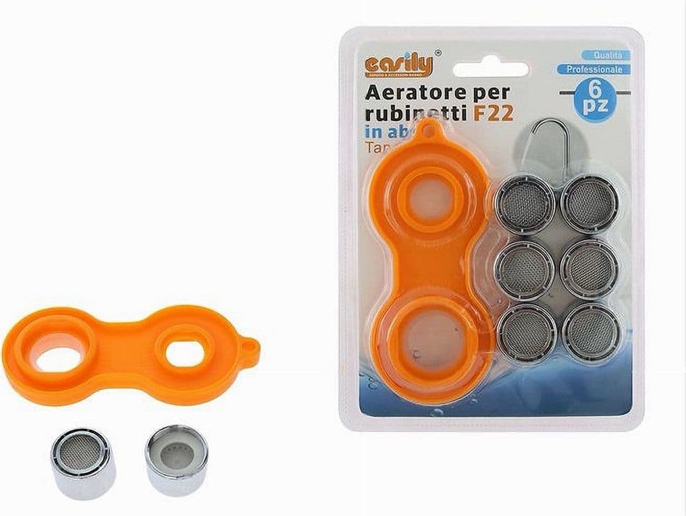 SET 6PZ AERATORE PER RUBINETTI F22 ABS FILTRO A RETE ROMPIGETTO CON CHIAVE 87987 - 2