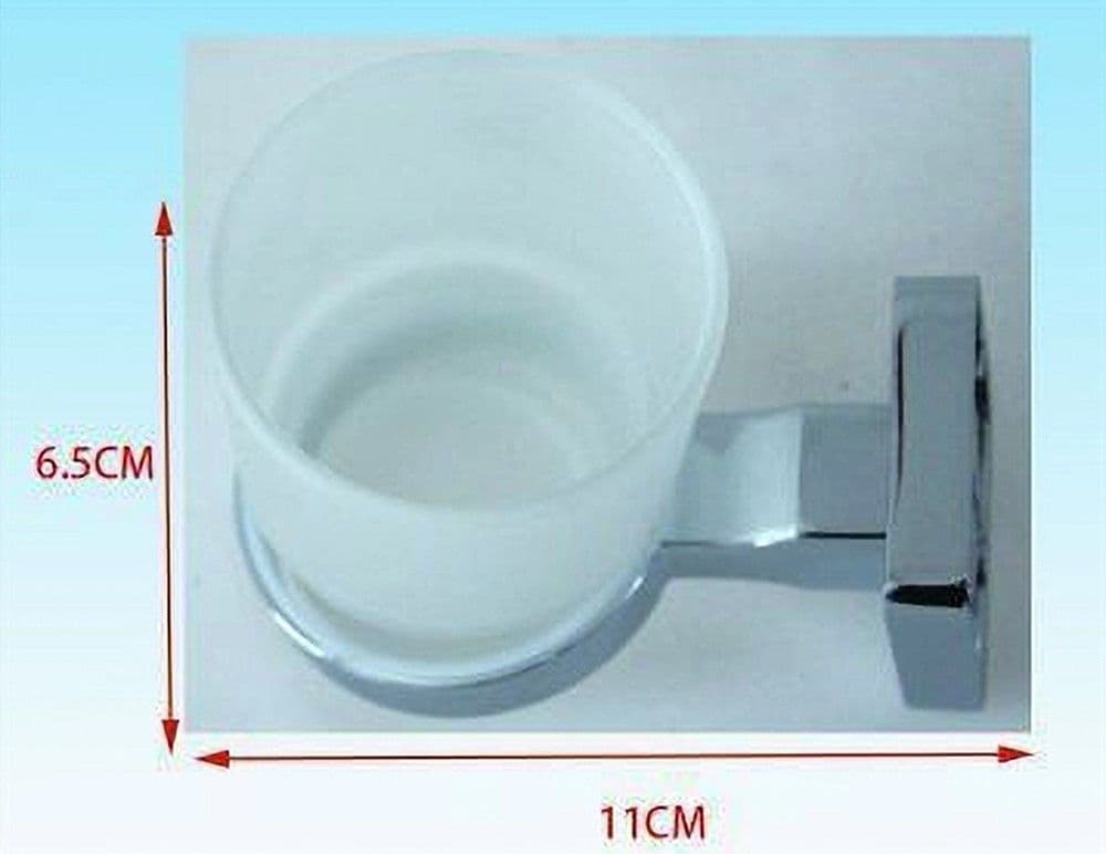 PORTA SPAZZOLINO DENTIFRICIO BICCHIERE VETRO SATINATO PARETE MURO BAGNO 52201A - 3