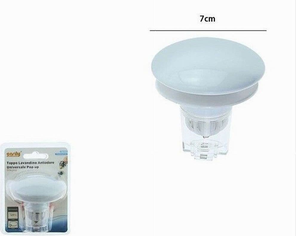 TAPPO DI SCARICO PER LAVANDINO BAGNO ANTIODORE UNIVERSALE POP UP BIANCO 7CM 87384 - 2