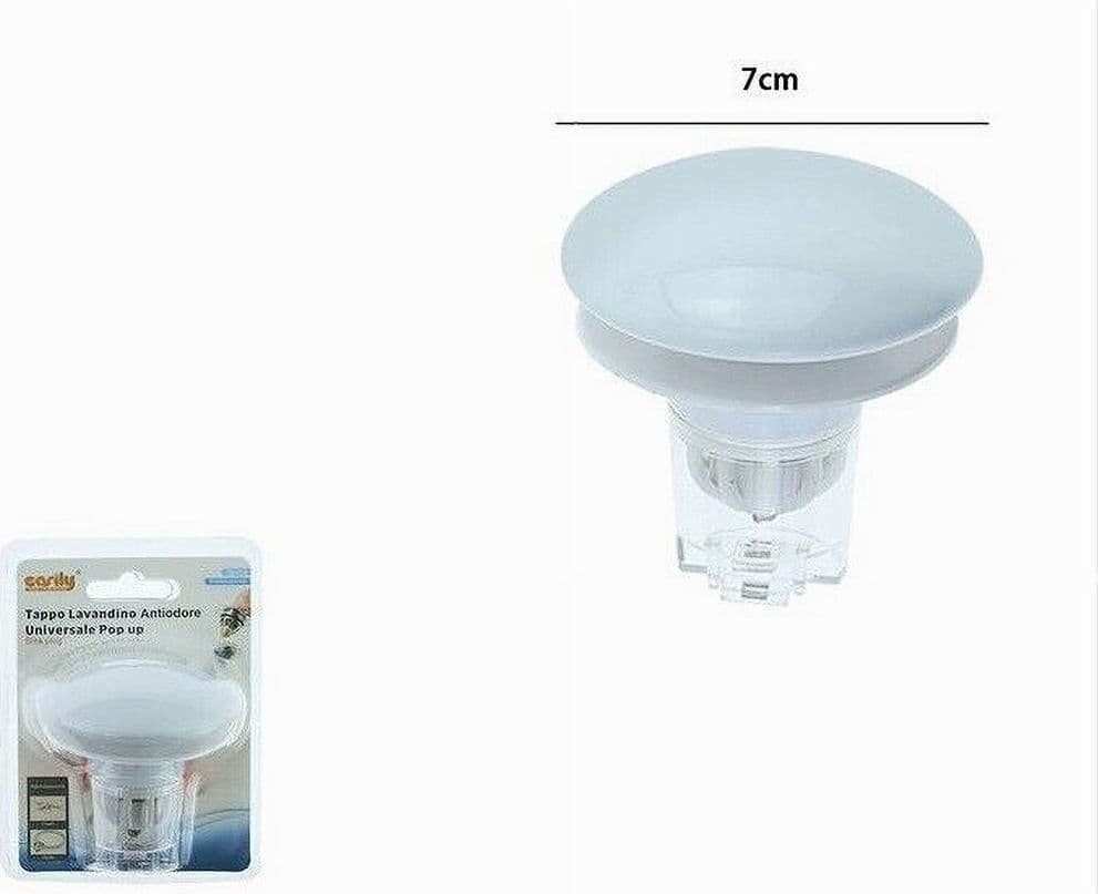 TAPPO DI SCARICO PER LAVANDINO BAGNO ANTIODORE UNIVERSALE POP UP BIANCO 7CM 87384 - 2