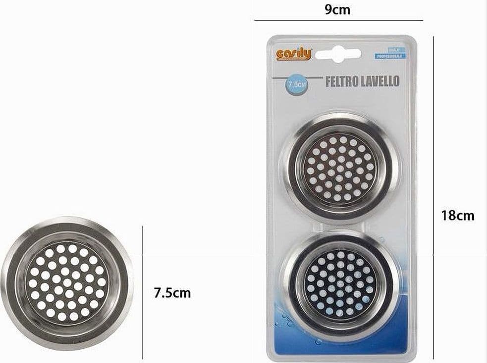 SET 2PZ FILTRO PER PROTEZIONE SCARICO LAVELLO DA CUCINA BAGNO DOCCIA 7.5CM 10398 - 4