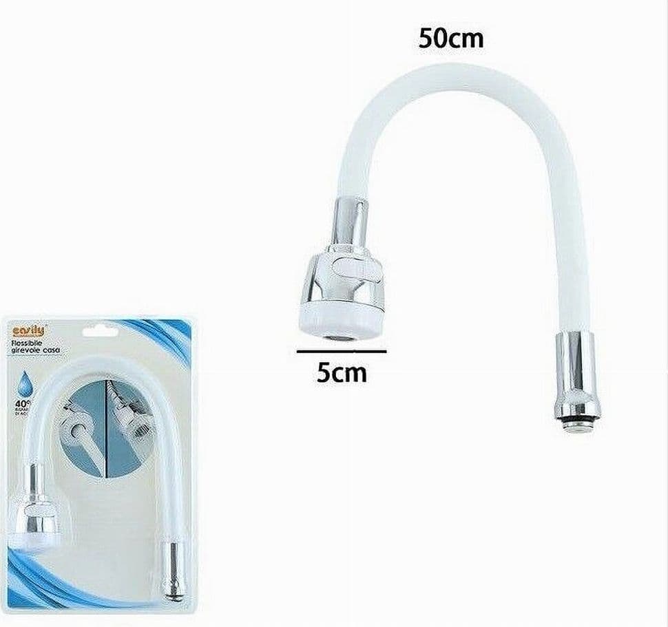 CANNA RICAMBIO MISCELATORE ROMPIGETTO RUBINETTO CUCINA FLESSIBILE BIANCO 87508 - 2