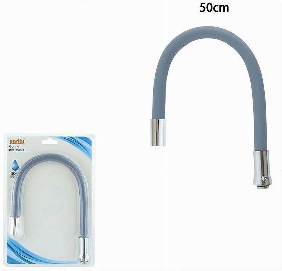 CANNA RICAMBIO TUBO FLESSIBILE PER RUBINETTO LAVELLO DA CUCINA GRIGIO 50CM 87507 - 2