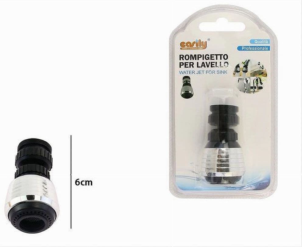 AERATORE ROMPIGETTO PER RUBINETTO LAVELLO CUCINA CROMATO NERO CON SNODO 87169 - 2