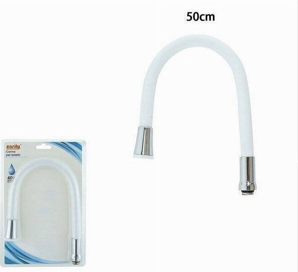 CANNA RICAMBIO MISCELATORE RUBINETTO LAVELLO CUCINA FLESSIBILE BIANCO 50CM 87502 - 2