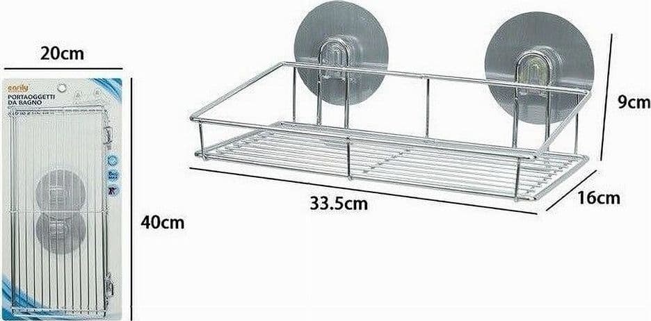 MENSOLA RETTANGOLARE PORTAOGGETTI ACCESSORIO BAGNO MONTAGGIO CON BIADESIVO 79844 - 2