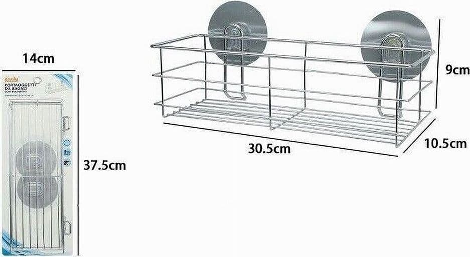 MENSOLA RETTANGOLARE PORTA OGGETTI ACCESSORI BAGNO MONTAGGIO CON BIADESIVO 79842 - 2