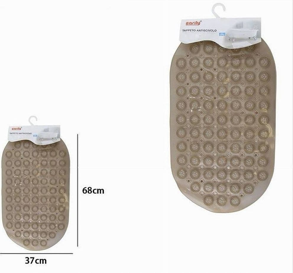 TAPPETO TAPPETINO PVC ANTISCIVOLO OVALE VASCA BAGNO DOCCIA BEIGE 68 X 37CM 87229 - 2