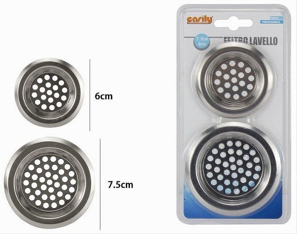 SET 2PZ FILTRO PROTEZIONE SCARICO LAVELLO CUCINA BAGNO DOCCIA DA 6CM 7.5CM 10399 - 3
