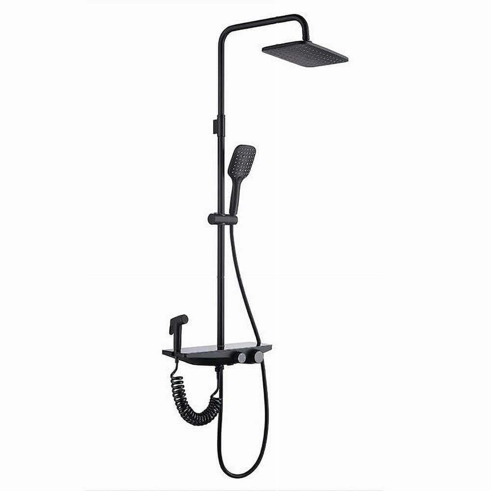 SET SALISCENDI COLONNA DOCCIA BAGNO SOFFIONE DOCCETTA BIDET RUBINETTO NERO 87342
