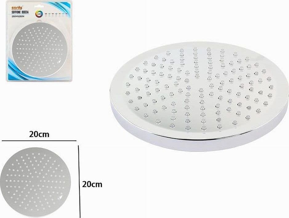 SOFFIONE DOCCIA LED RGB ROTONDO 20CM CROMOTERAPIA DOCCIA EMOZIONALE ARGENTO 79906 - 5