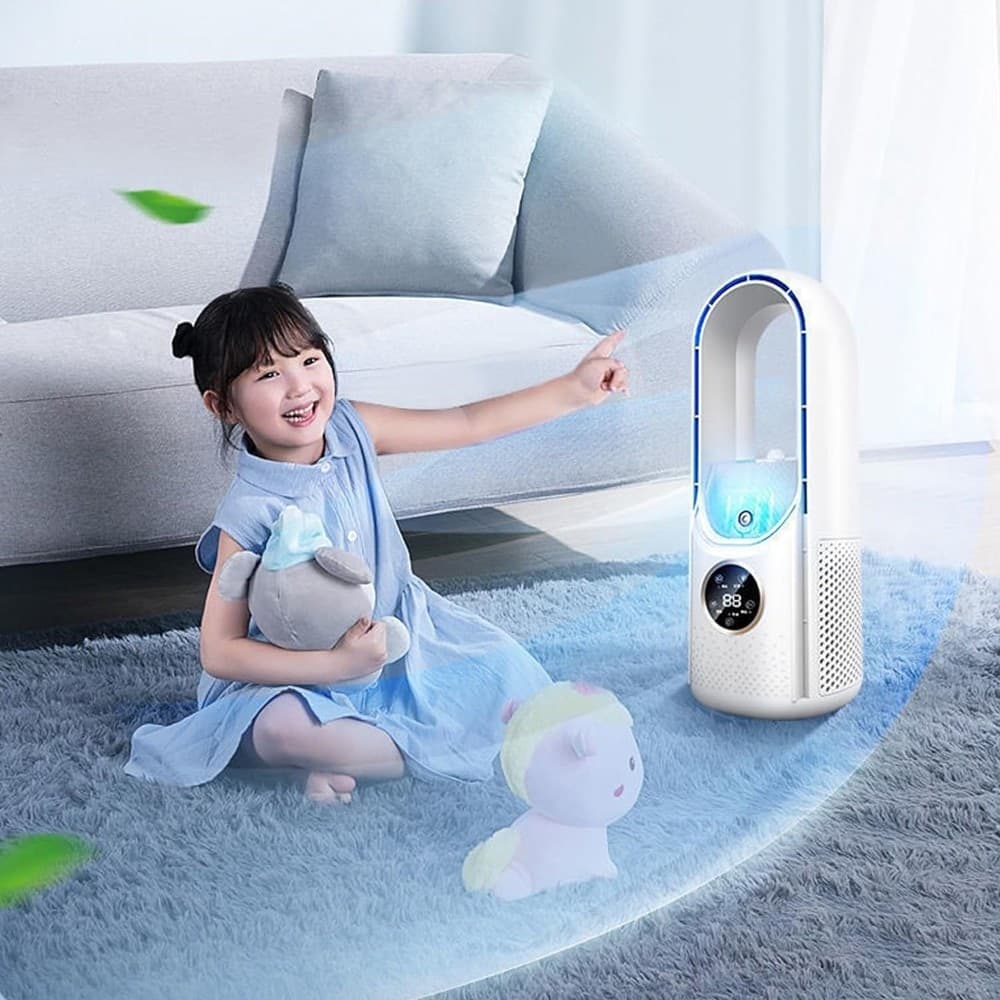 VENTILATORE TAVOLO UMIDIFICAZIONE USB PORTATILE MULTIFUNZIONALE 6 VELOCITÀ BIANCO - 9