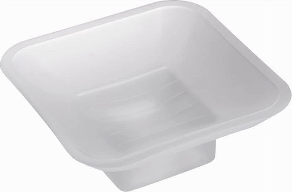 PIATTINO RICAMBIO PORTA SAPONE IN VETRO SATINATO QUADRATO BAGNO ACCESSORIO 87264 - 4