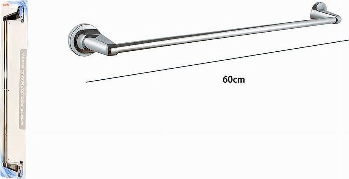 PORTA ASCIUGAMANO PORTASCIUGAMANI CROMATO 60 CM MANIGLIONE A PARETE BAGNO 79813 - 9