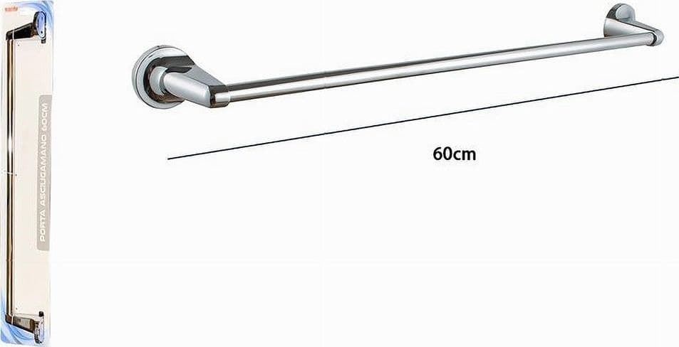 PORTA ASCIUGAMANO PORTASCIUGAMANI CROMATO 60 CM MANIGLIONE A PARETE BAGNO 79813 - 9