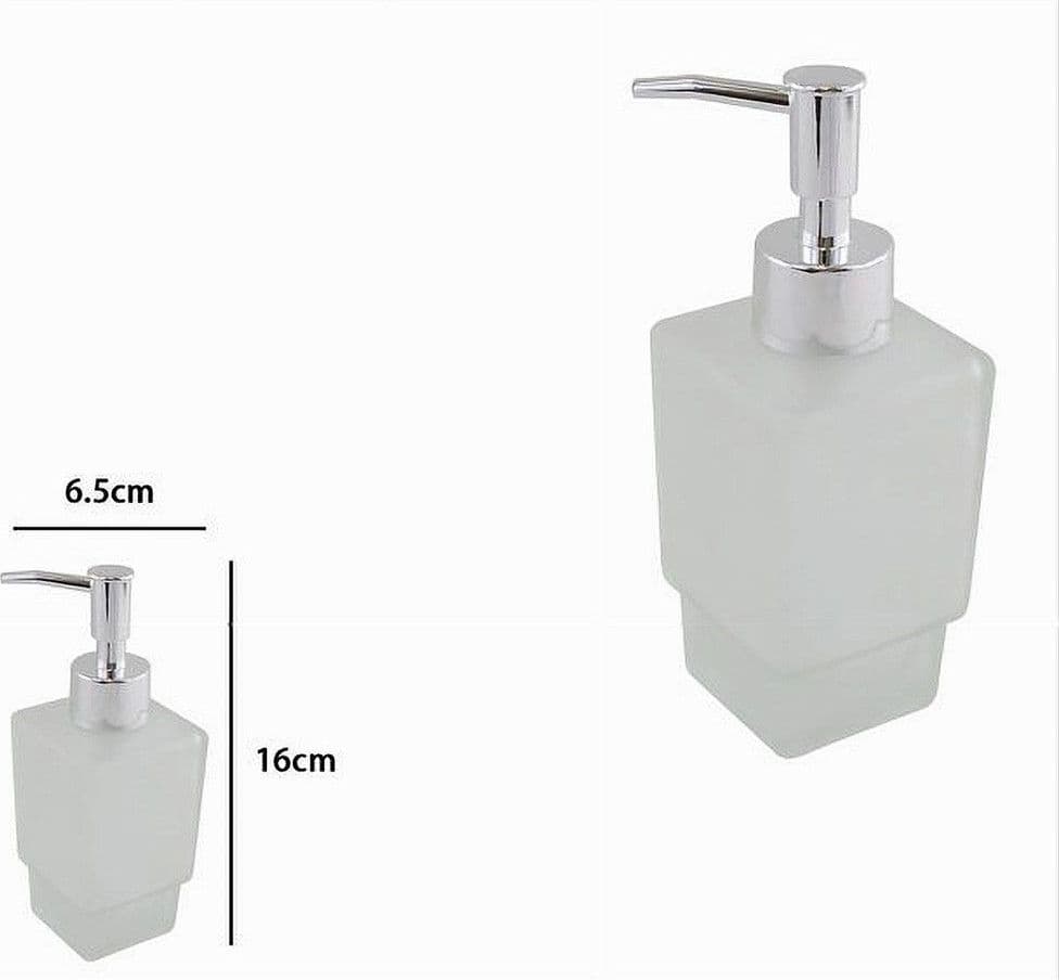 DISPENSER RICAMBIO PORTA SAPONE LIQUIDO VETRO SATINATO CUBICO BAGNO ACCESSORI 87265 - 3