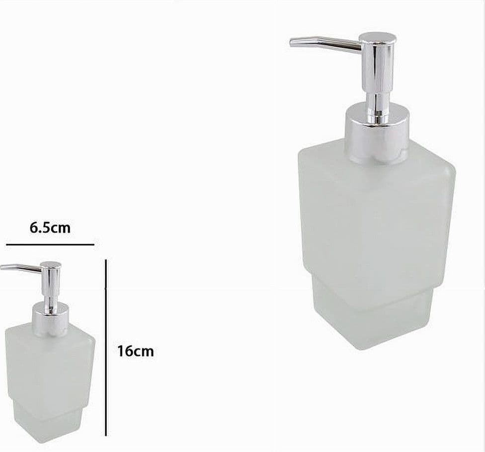 DISPENSER RICAMBIO PORTA SAPONE LIQUIDO VETRO SATINATO CUBICO BAGNO ACCESSORI 87265 - 3