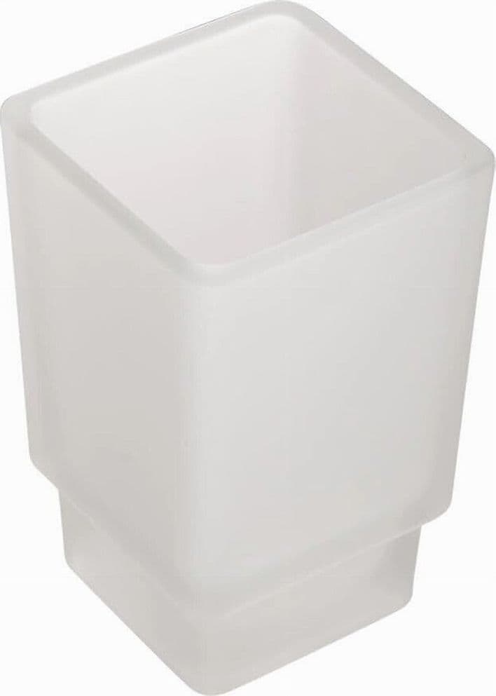 BICCHIERE RICAMBIO PORTA SPAZZOLINO IN VETRO CUBO SATINATO BAGNO ACCESSORI 87263 - 4