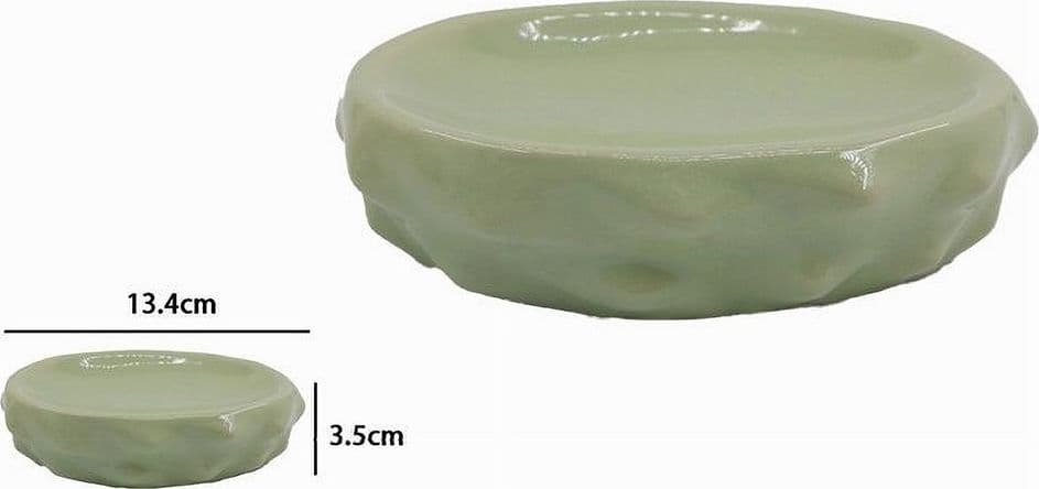 PIATTINO PER SAPONE PORTA SAPONETTA VERDE EFFETTO CACTUS ACCESSORIO BAGNO 79935 - 2
