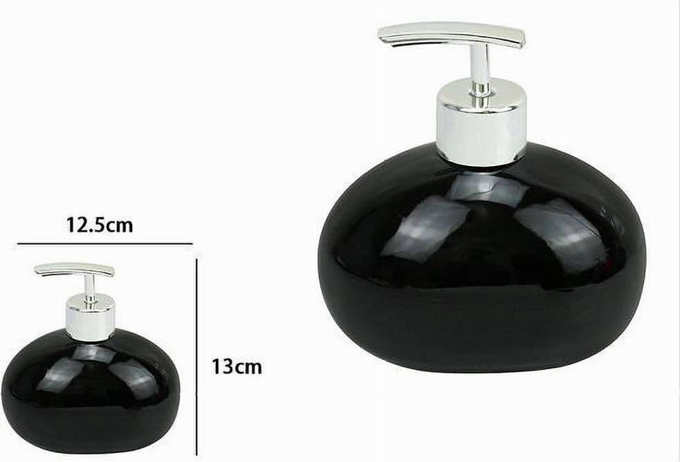 DISPENSER PER SAPONE LIQUIDO IN CERAMICA NERO DOSATORE MODERNO ARREDO BAGNO 79248 - 2