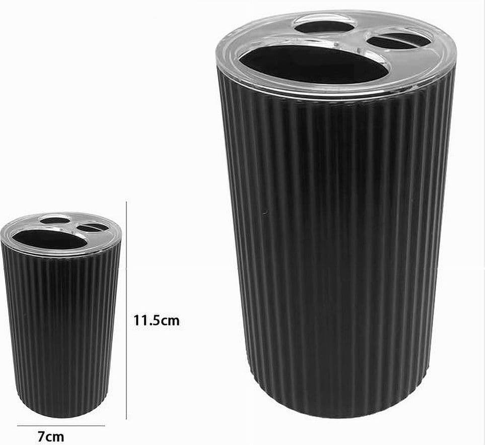 PORTA SPAZZOLINI BICCHIERE PER ARREDO BAGNO GRIGIO SCURO RIGATO A 3 FORI 79170 - 3