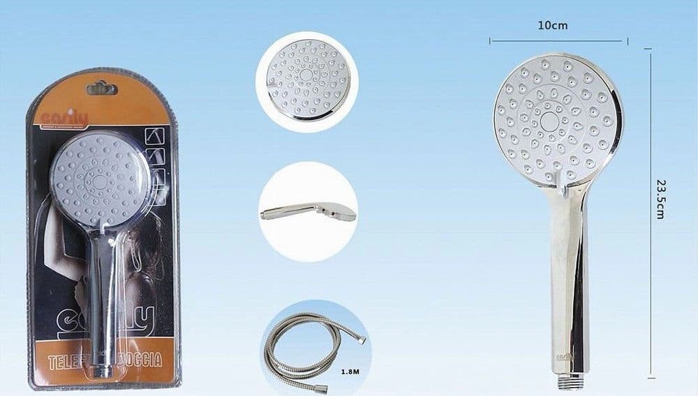KIT DOCCETTA SOFFIONE PER DOCCIA TELEFONO MULTIGETTO CON TUBO 1,8 MT BAGNO 52042 - 3