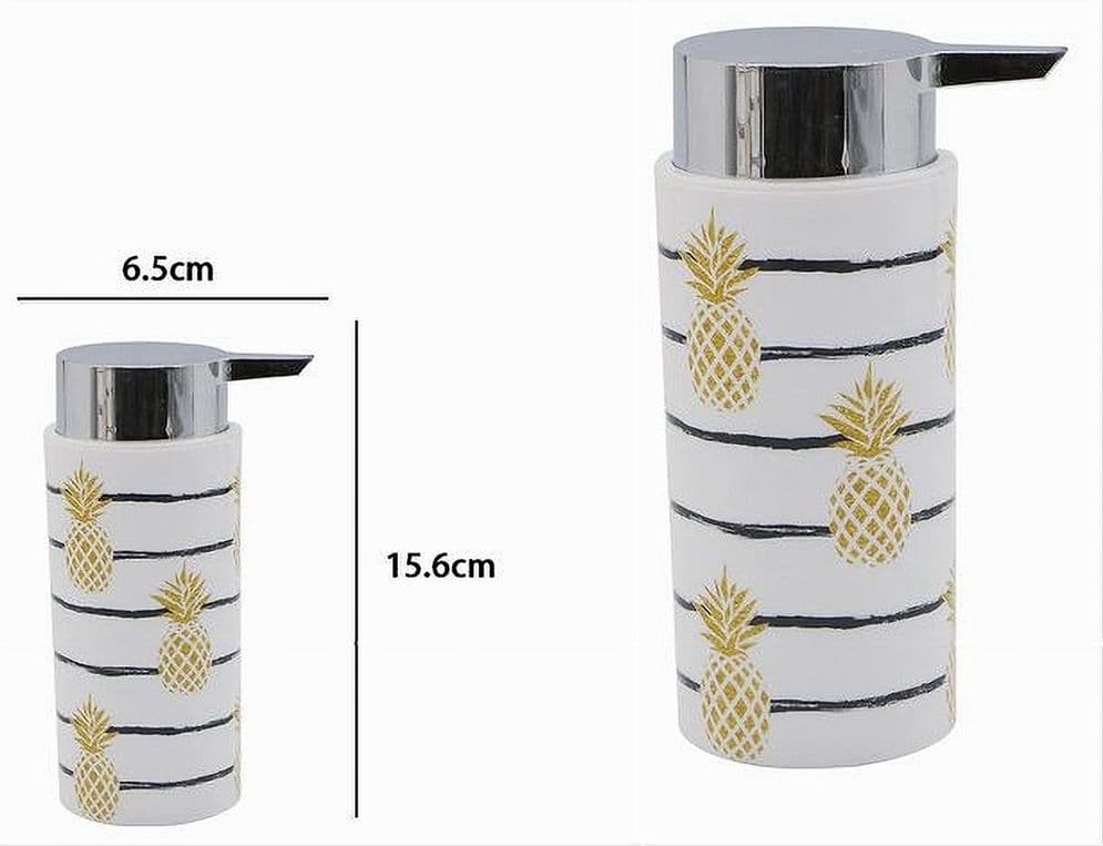 DISPENSER PORTA SAPONE LIQUIDO CILINDRICO BIANCO ANANAS IN PLASTICA 15,6CM 69757 - 2