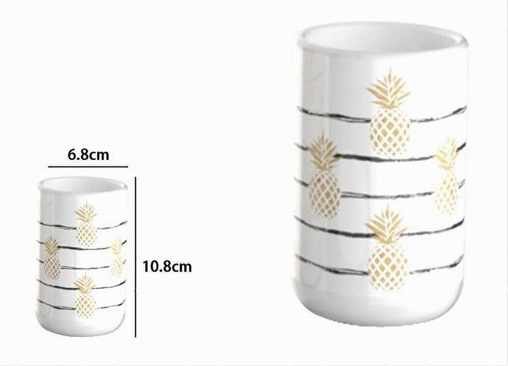 BICCHIERE PORTASPAZZOLINO ANANAS BIANCO ACCESSORIO ARREDO BAGNO 6.8X10.8CM 69753 - 2