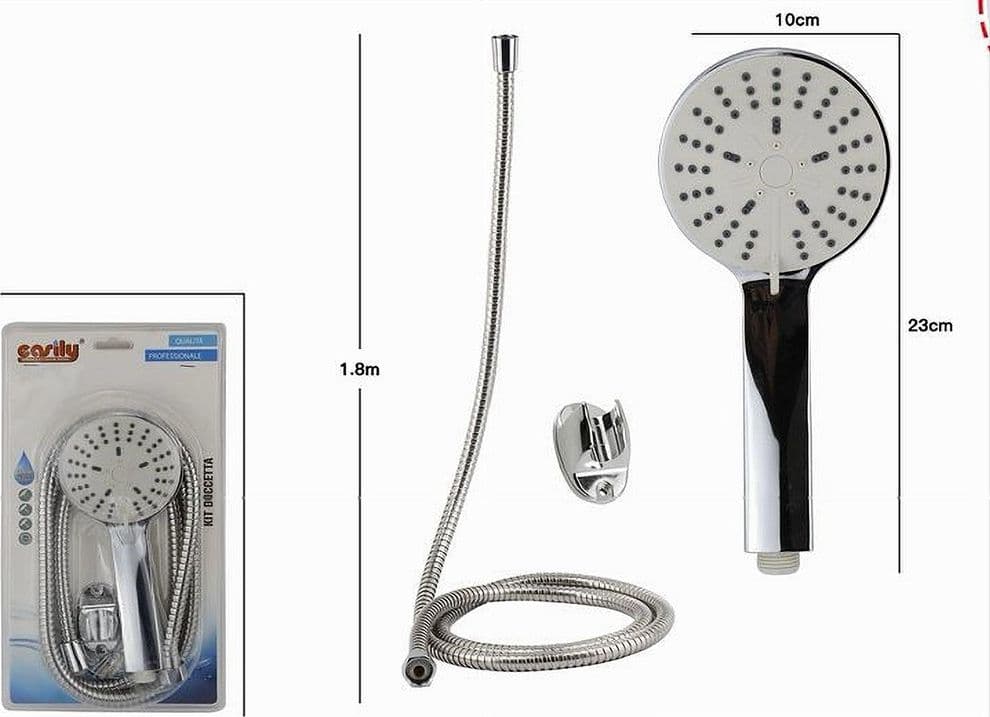 KIT DOCCETTA MULTIGETTO DOCCINO SOFFIONE DOCCIA LACCIO 1,8 MT STAFFA BAGNO 69047 - 3