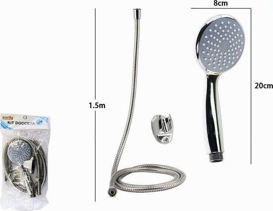 KIT DOCCETTA DOCCINO TONDO SOFFIONE DOCCIA BAGNO CON LACCIO 1,5 MT STAFFA 79976 - 2