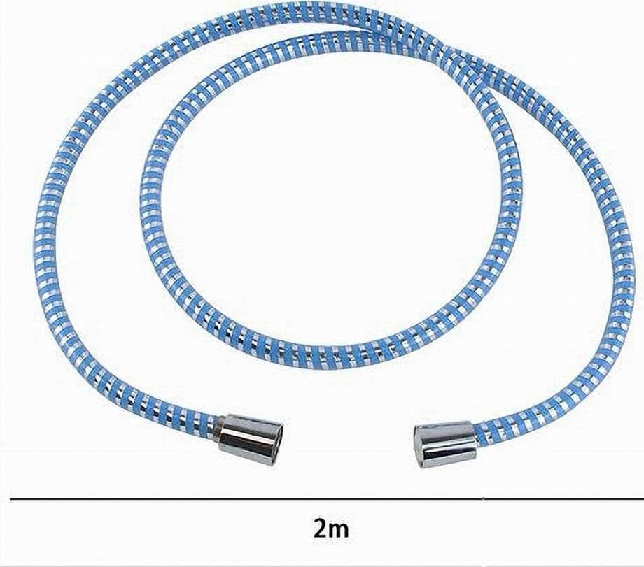 TUBO LACCIO FLESSIBILE DOCCIA 2 METRI LACCIO PVC RIVESTIMENTO BLU RICAMBIO 87298 - 2