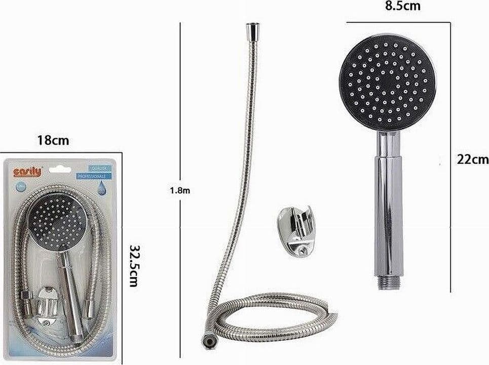 KIT DOCCETTA DOCCINO ROTONDO SOFFIONE BAGNO DOCCIA CON LACCIO 1,8MT STAFFA 69296 - 2