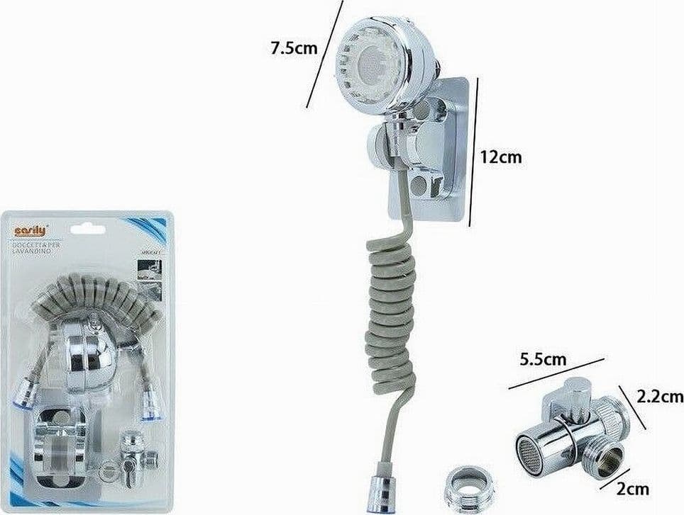 KIT DOCCETTA PER LAVANDINO SOFFIONE BAGNO CON SUPPORTO STAFFA DEVIATORE LACCIO 87499 - 2