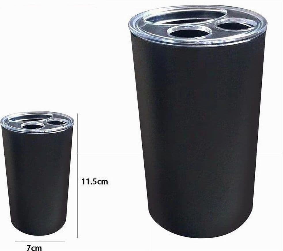 PORTASPAZZOLINI BICCHIERE DENTIFRICIO ACCESSORI ARREDO BAGNO NERO A 3 FORI 79194 - 3