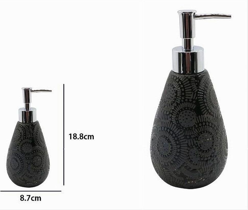 DISPENSER PER SAPONE LIQUIDO MOTIVO ETNICO NERO ACCESSORI PER ARREDO BAGNO 79963 - 2