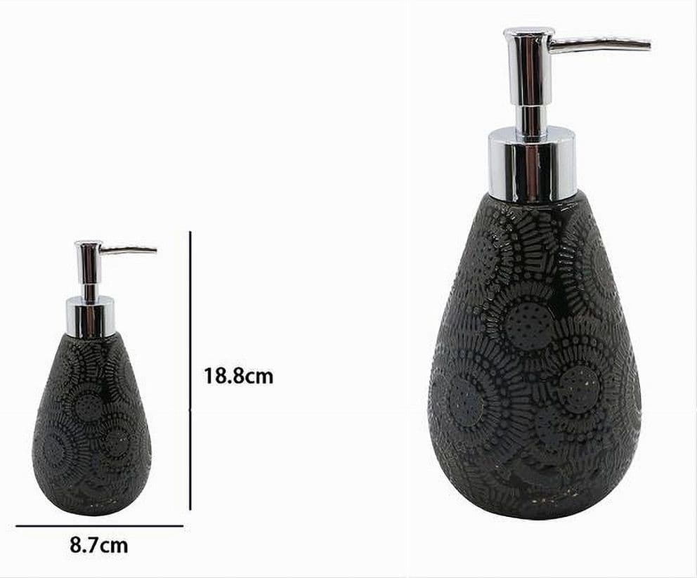 DISPENSER PER SAPONE LIQUIDO MOTIVO ETNICO NERO ACCESSORI PER ARREDO BAGNO 79963 - 2