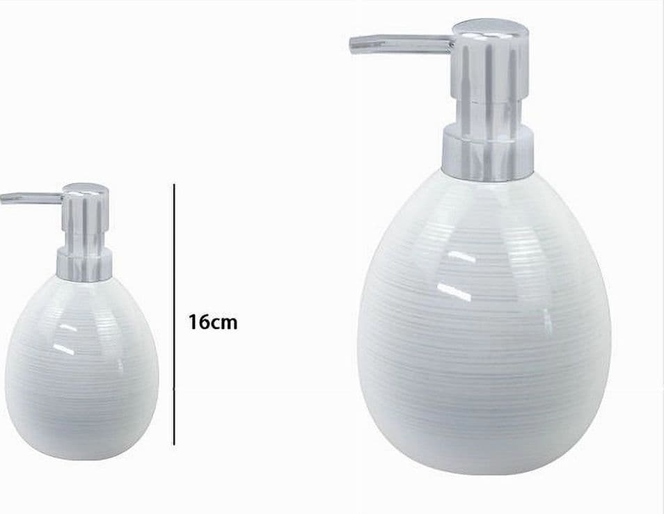 DISPENSER SAPONE LIQUIDO CERAMICA STRIATO EROGATORE SILVER ACCESSORI BAGNO 59869 - 3