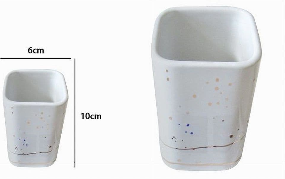 BICCHIERE PORTA SPAZZOLINI ACCESSORI BIANCO MACCHIATO MODERNO ARREDO BAGNO 59883 - 3