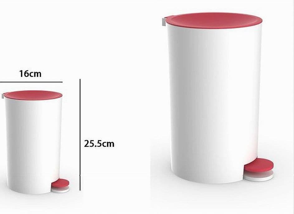 CESTINO PATTUMIERA A PEDALE ARREDO BAGNO BIANCO ROSSO PLASTICA ACCESSORIO 69934 - 2