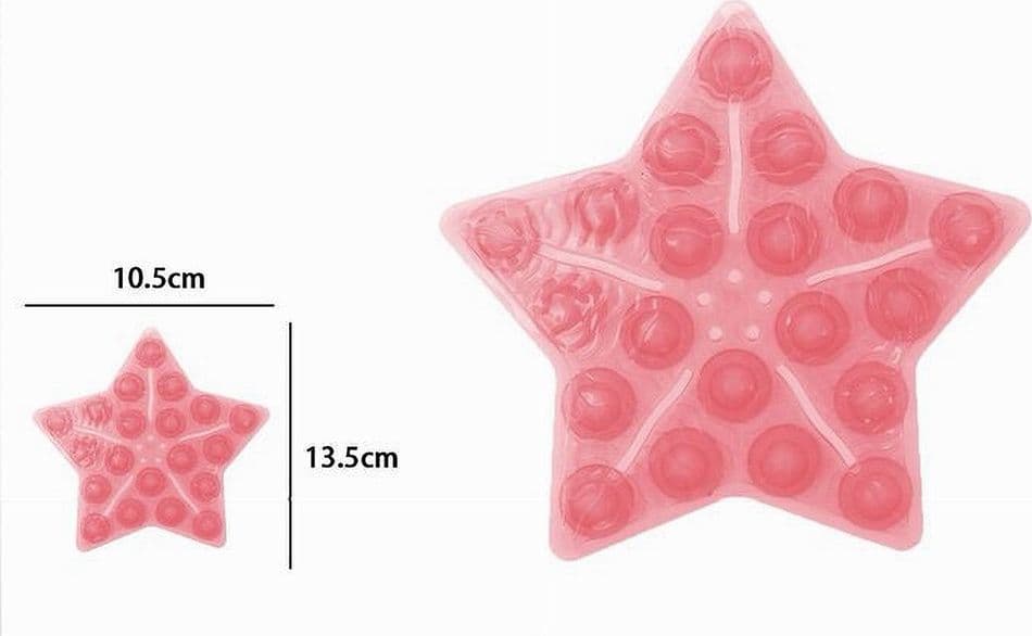 SET 4PEZZI TAPPETINI ANTISCIVOLO ROSSO STELLA PER DOCCIA VASCA CON VENTOSA 69932 - 2