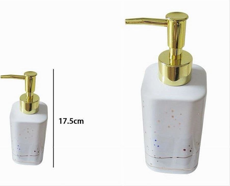 DISPENSER PER SAPONE LIQUIDO ACCESSORIO BAGNO ARREDO BIANCO ORO MACCHIATO 59882 - 3