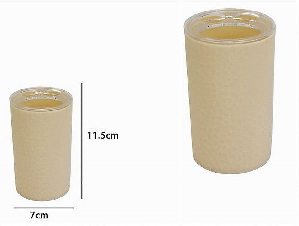 PORTA SPAZZOLINI BICCHIERE ACCESSORIO ARREDO BAGNO BEIGE LAVORATO 3 FORI 79790 - 3