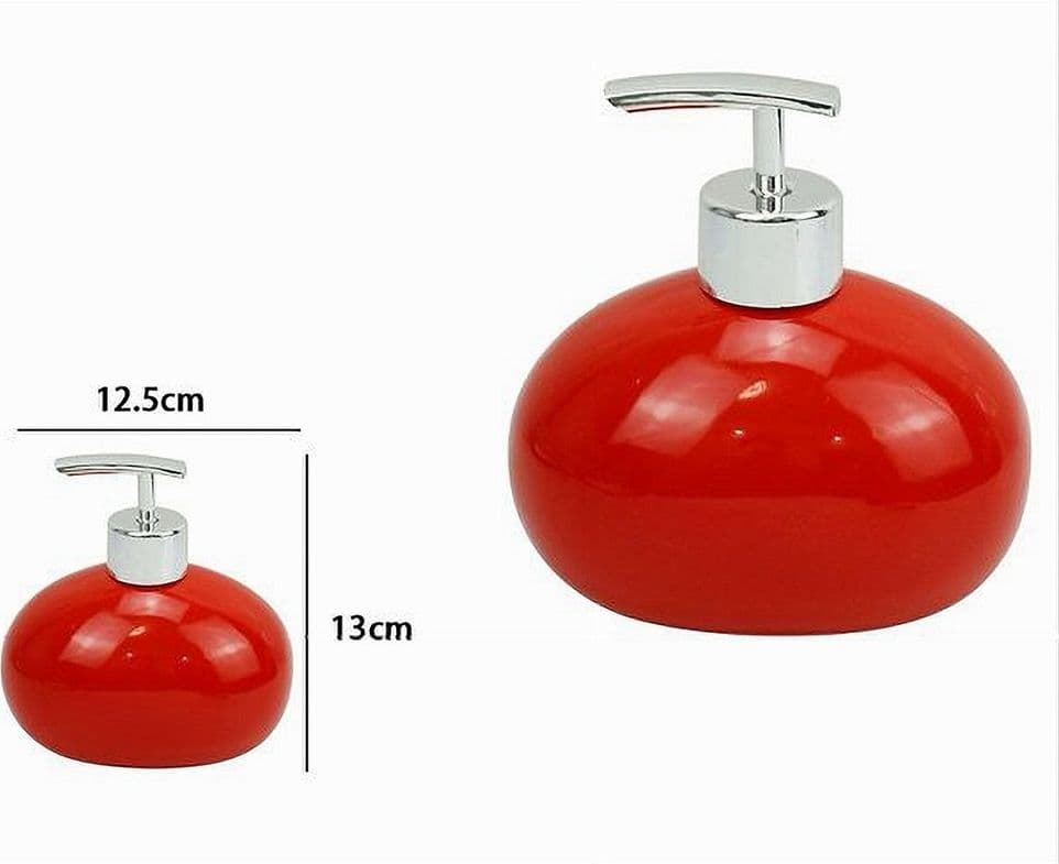 DISPENSER PER SAPONE LIQUIDO CERAMICA ROSSO DOSATORE MODERNO ARREDO BAGNO 79260 - 3