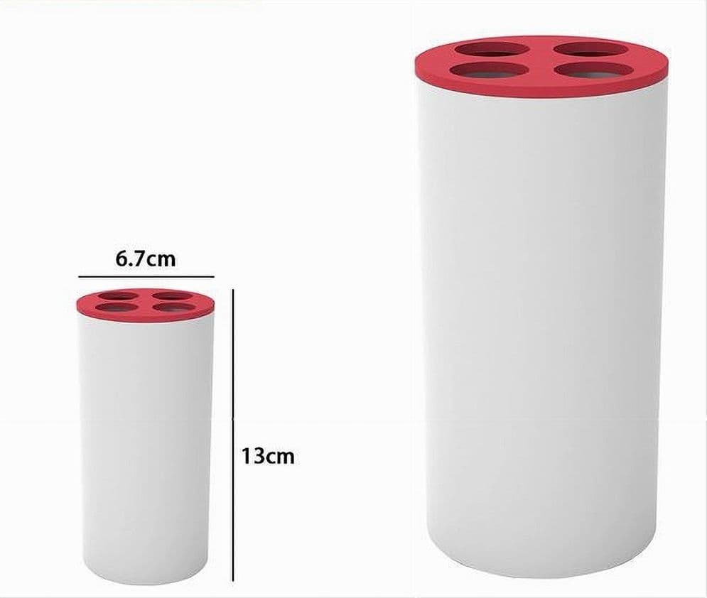BICCHIERE PORTASPAZZOLINI 4 FORI BIANCO ROSSO IN PLASTICA ACCESSORIO BAGNO 69938 - 2