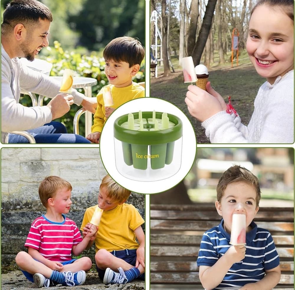 STAMPO STAMPI PER 8 GHIACCIOLI BASTONCINO GHIACCIO RIUTILIZZABILI GELATO FAI DA TE - 7